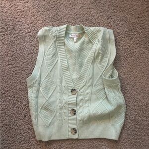 Mint Green Cable Knit Sweater Vest
